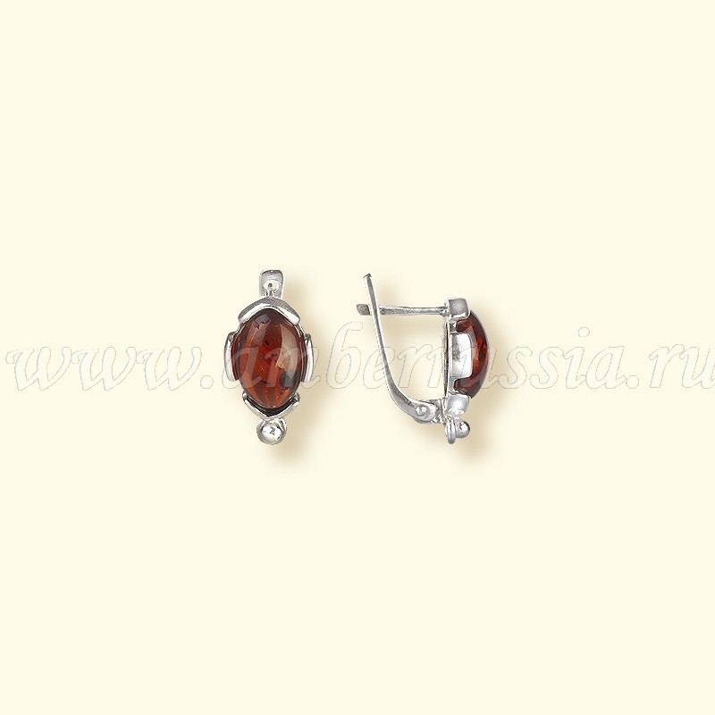 Серьги Посеребрение, янтарь